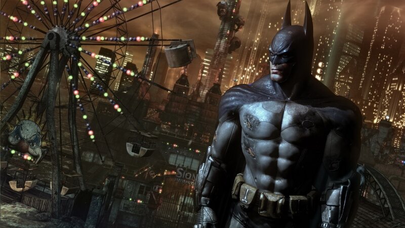 Batman in a city at night