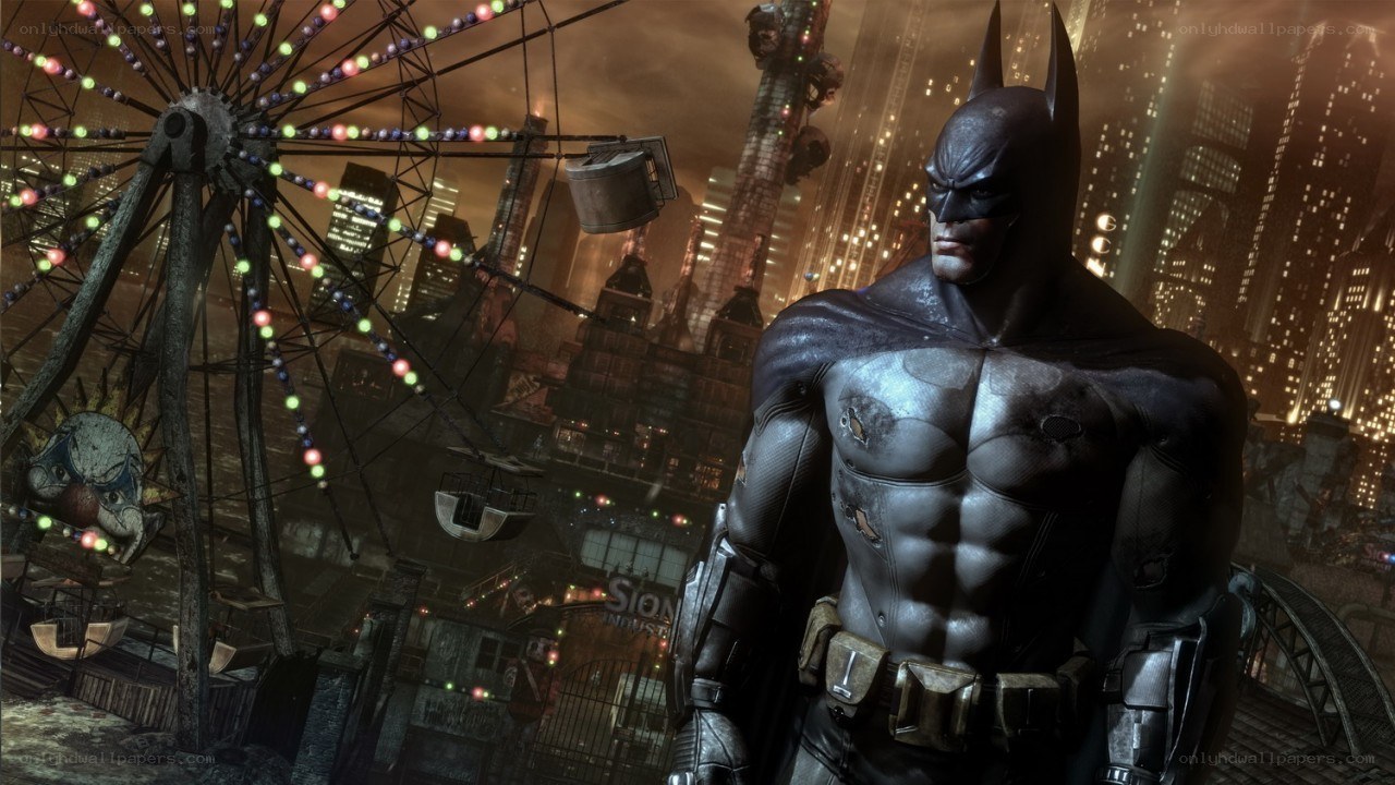 Batman in a city at night