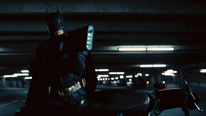 Batman in a parking garage
