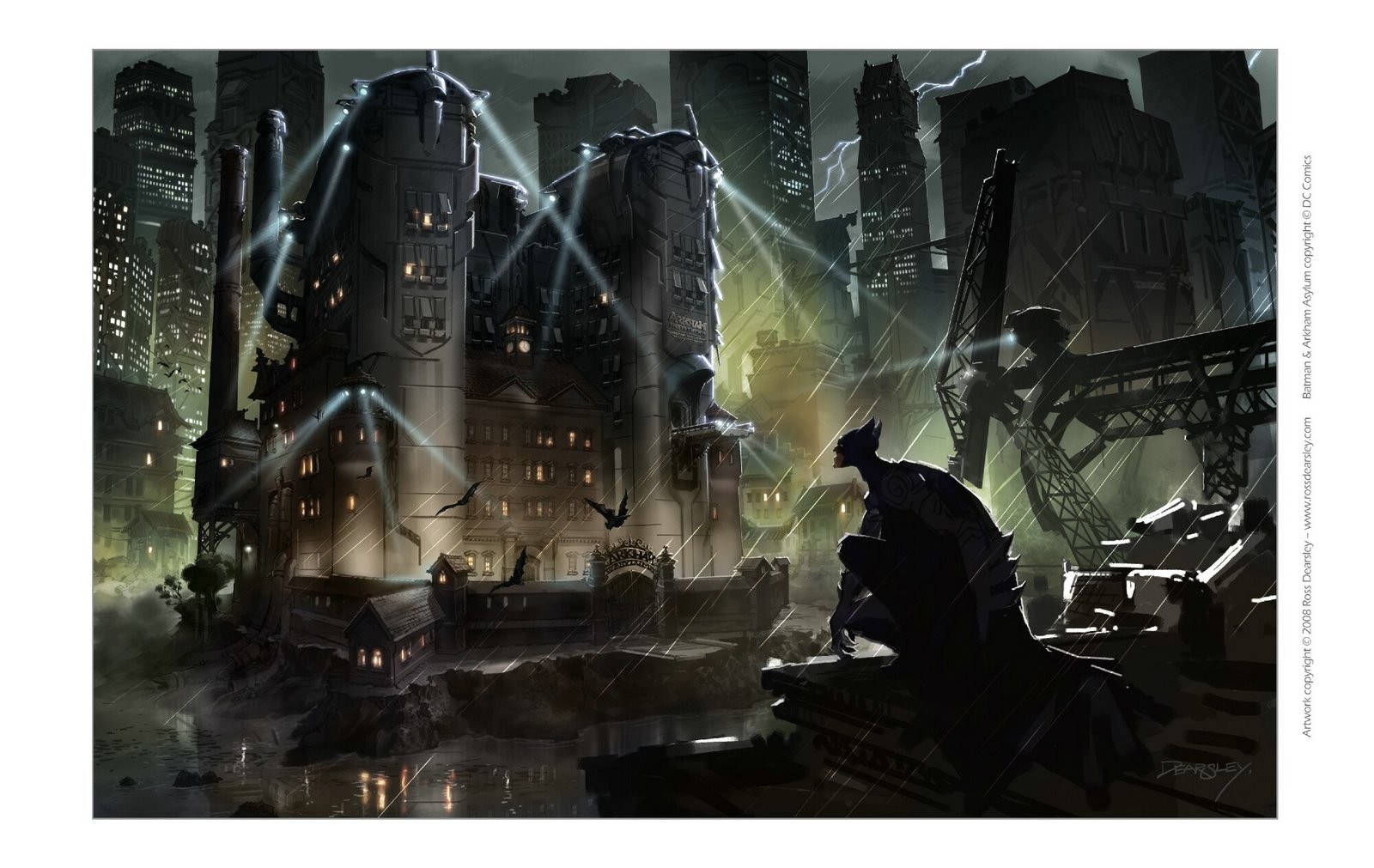 Batman in a rainy city