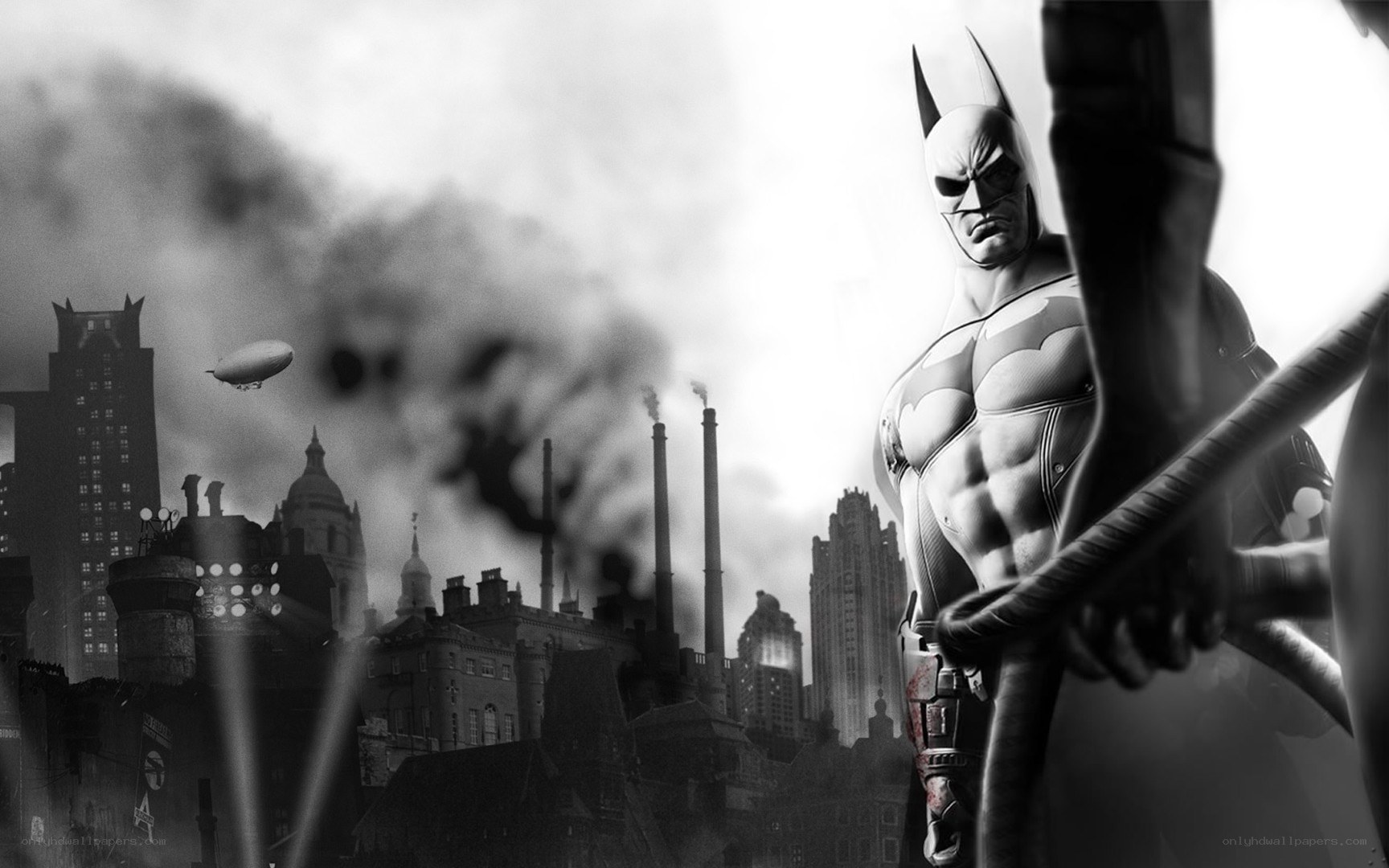 Batman in a smoky city