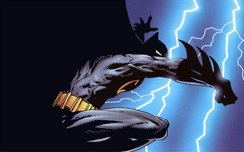 Batman in Action — Black, Dramatic, Night