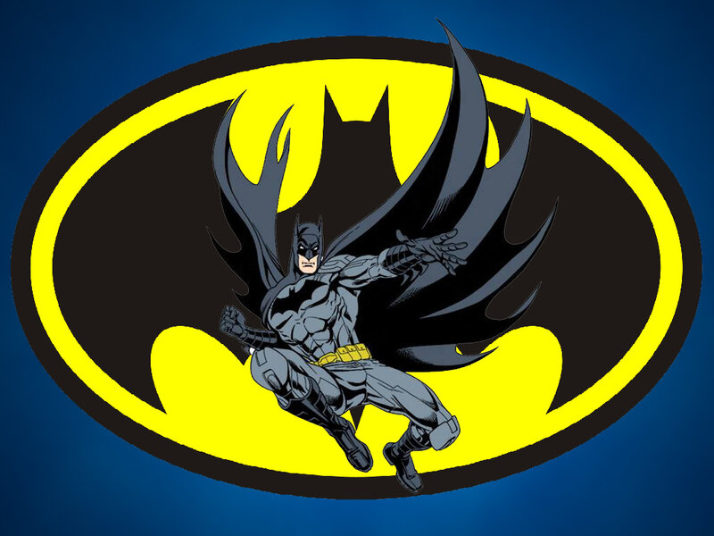 Batman in Action Pose — Blue, Dramatic, Comic, Bat Symbol