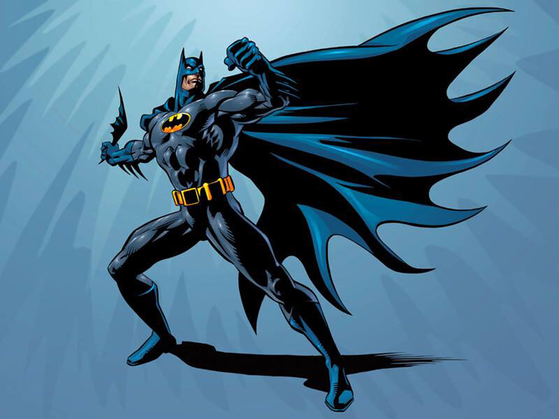 Batman in Action Pose — Blue, Dramatic, Comic