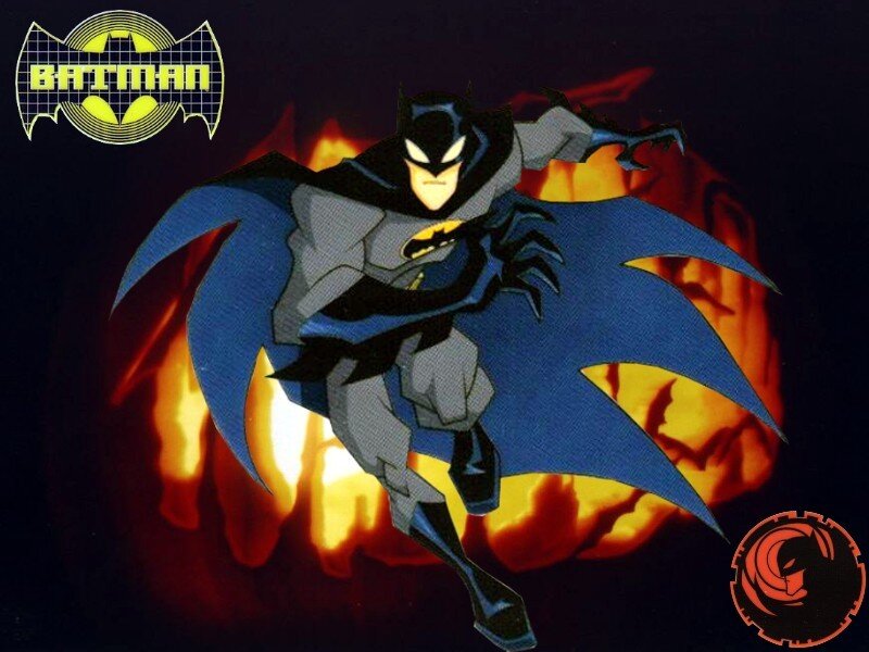 Batman in Action Pose — Blue, Dramatic, Night