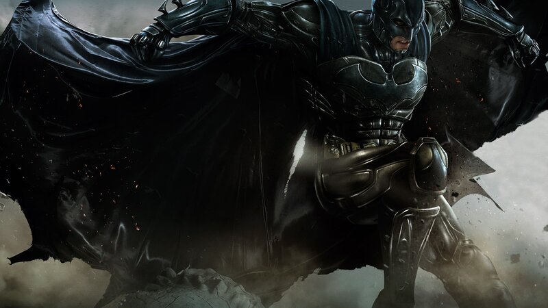 Batman in Armored Suit — Black, Dramatic, Digital Art