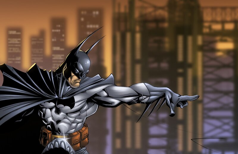 Batman in City — Black, Dramatic, Night, Comic