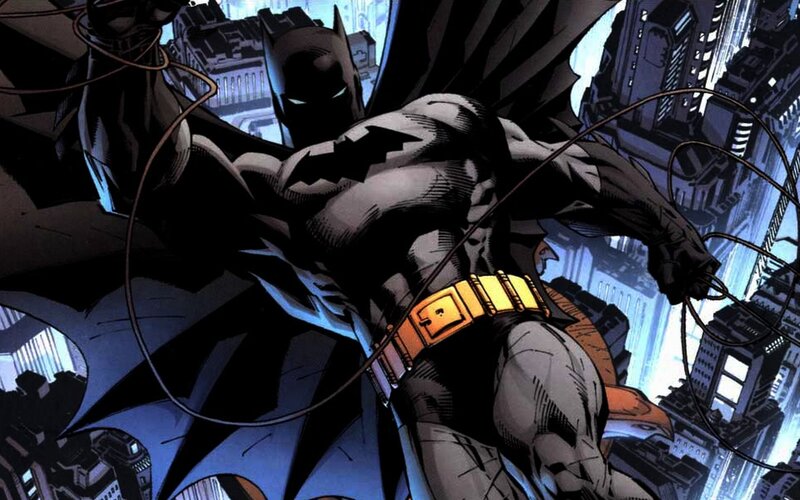 Batman in Cityscape — Black, Dramatic, Night, Comic