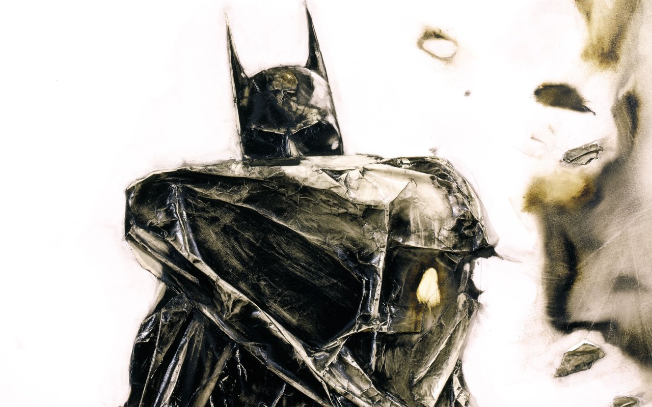 Batman in crumpled foil