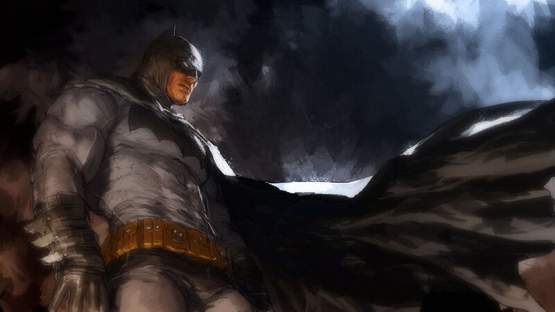 Batman in Dark Costume — Black, Dramatic, Night, Digital Art, Cape, Belt
