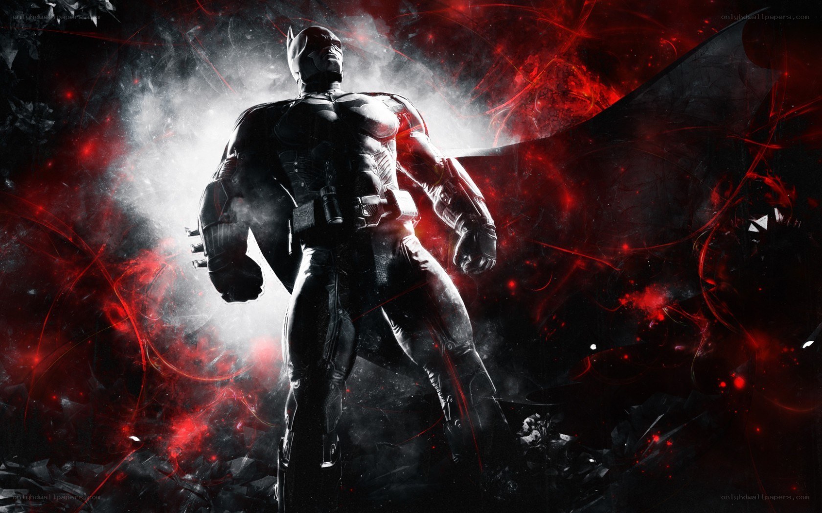 Batman in dark red energy