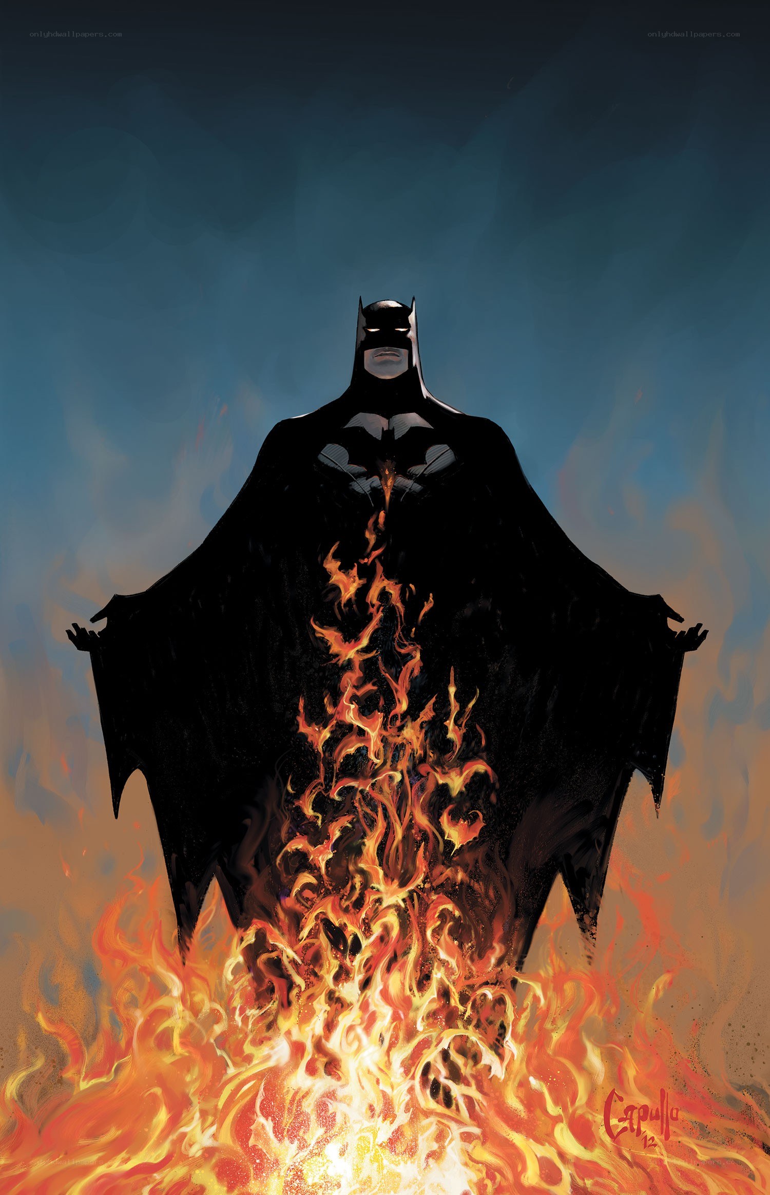 Batman in flames