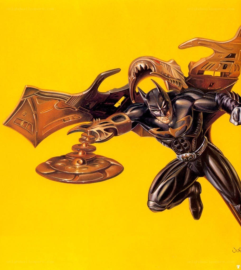 Batman in flight with bat-wing