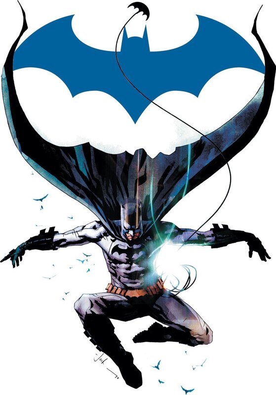 Batman in flight with cape