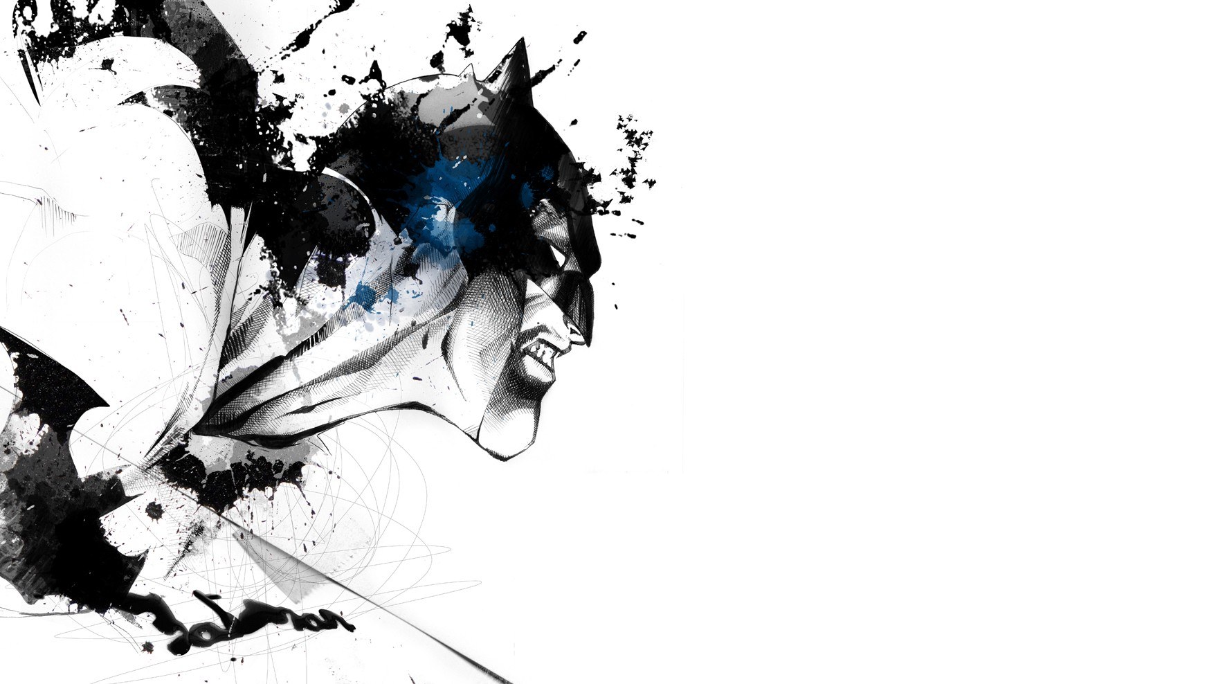 Batman in ink splatter art