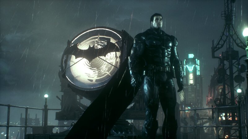 Batman in Rain — Black, Dark, Dramatic, Night, 3d Render, Cityscape