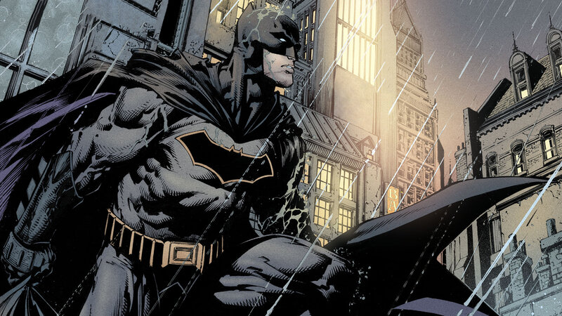 Batman in Rain — Black, Dramatic, Night, Comic, Cityscape