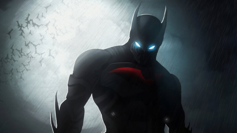 Batman in Rain — Black, Dramatic, Night, Digital Art, Bats