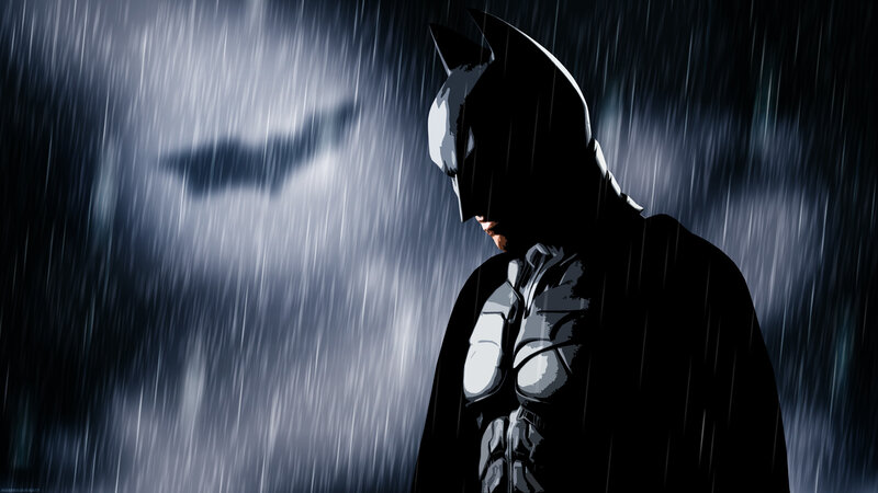 Batman in Rain — Black, Dramatic, Night, Digital Art, Darkness, Cape