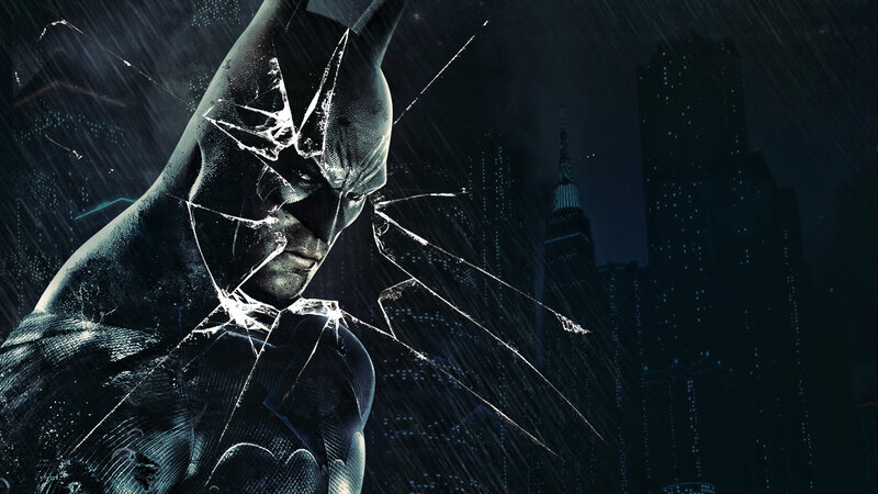 Batman in Rain — Black, Dramatic, Night, Digital Art