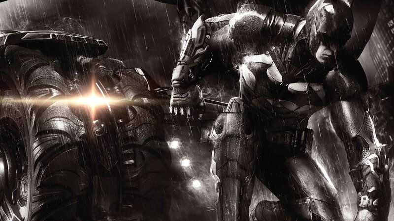 Batman in Rain — Black, Dramatic, Night, Digital Art, Vehicle