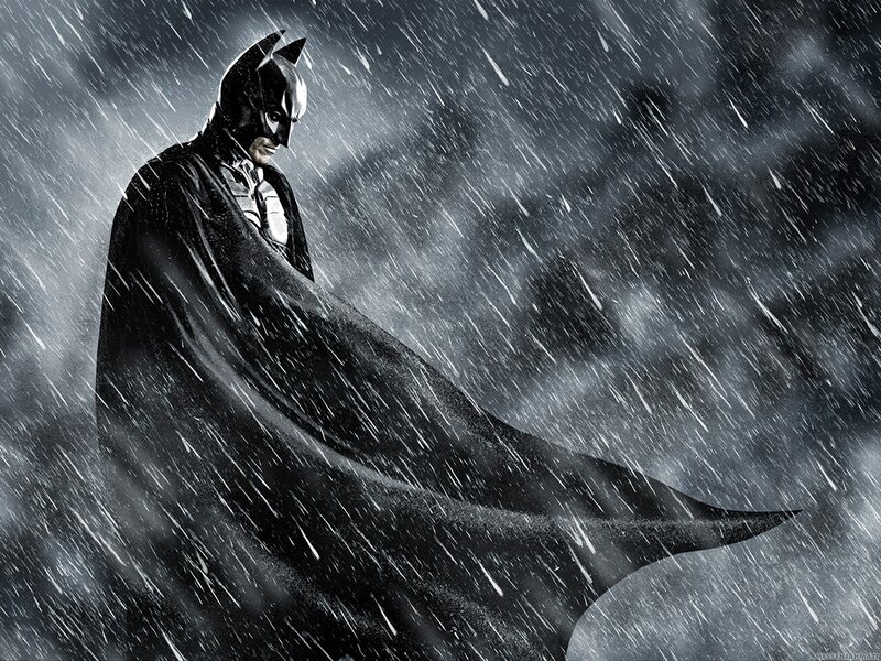 Batman in Rain — Black, Dramatic, Night, Photograph, Cape