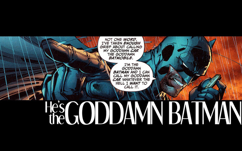 Batman in Rain — Blue, Dramatic, Night, Comic, Car