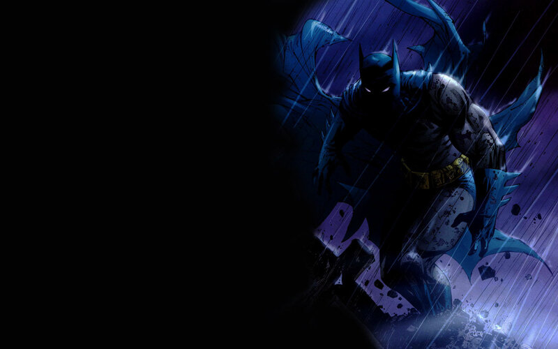 Batman in Rain — Blue, Dramatic, Night, Comic, Darkness