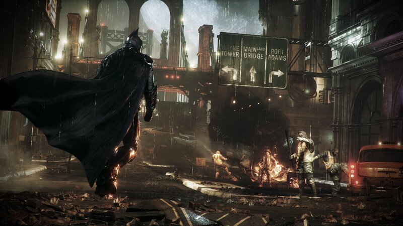 Batman in Rain-soaked City — Black