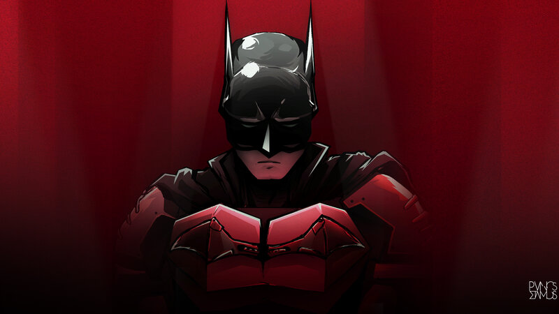 Batman in Red Armor — Dramatic