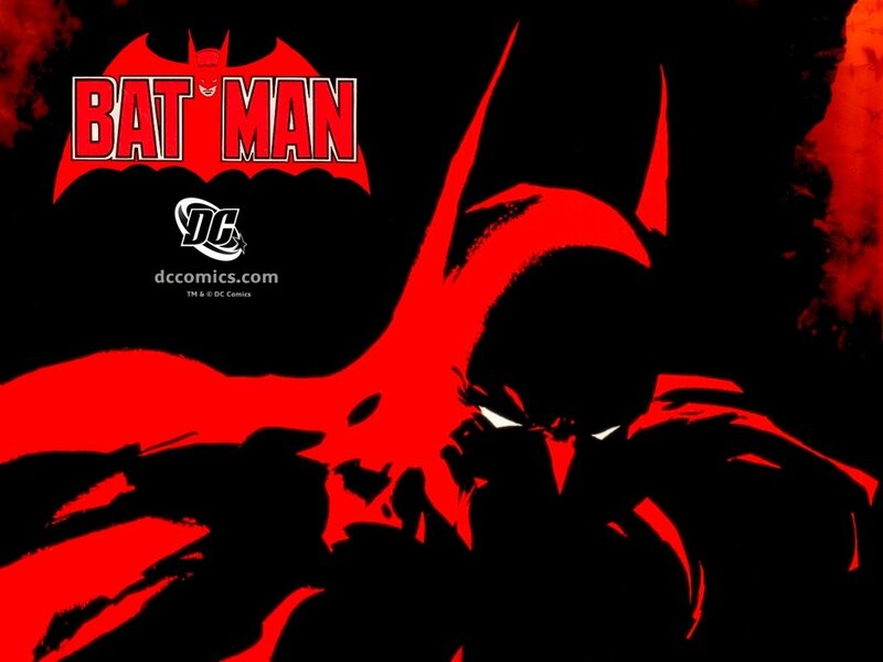 Batman in red silhouette