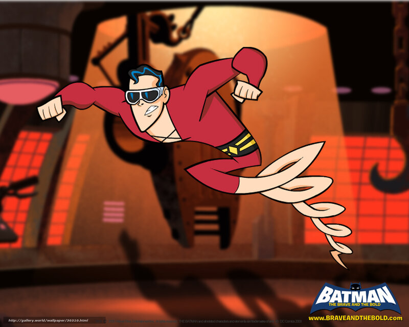 Batman in red suit flying