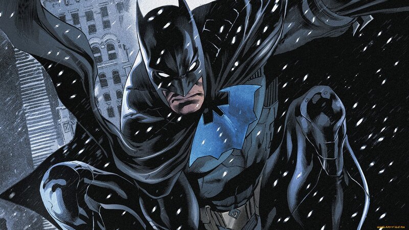 Batman in Snowstorm — Black, Dramatic, Night