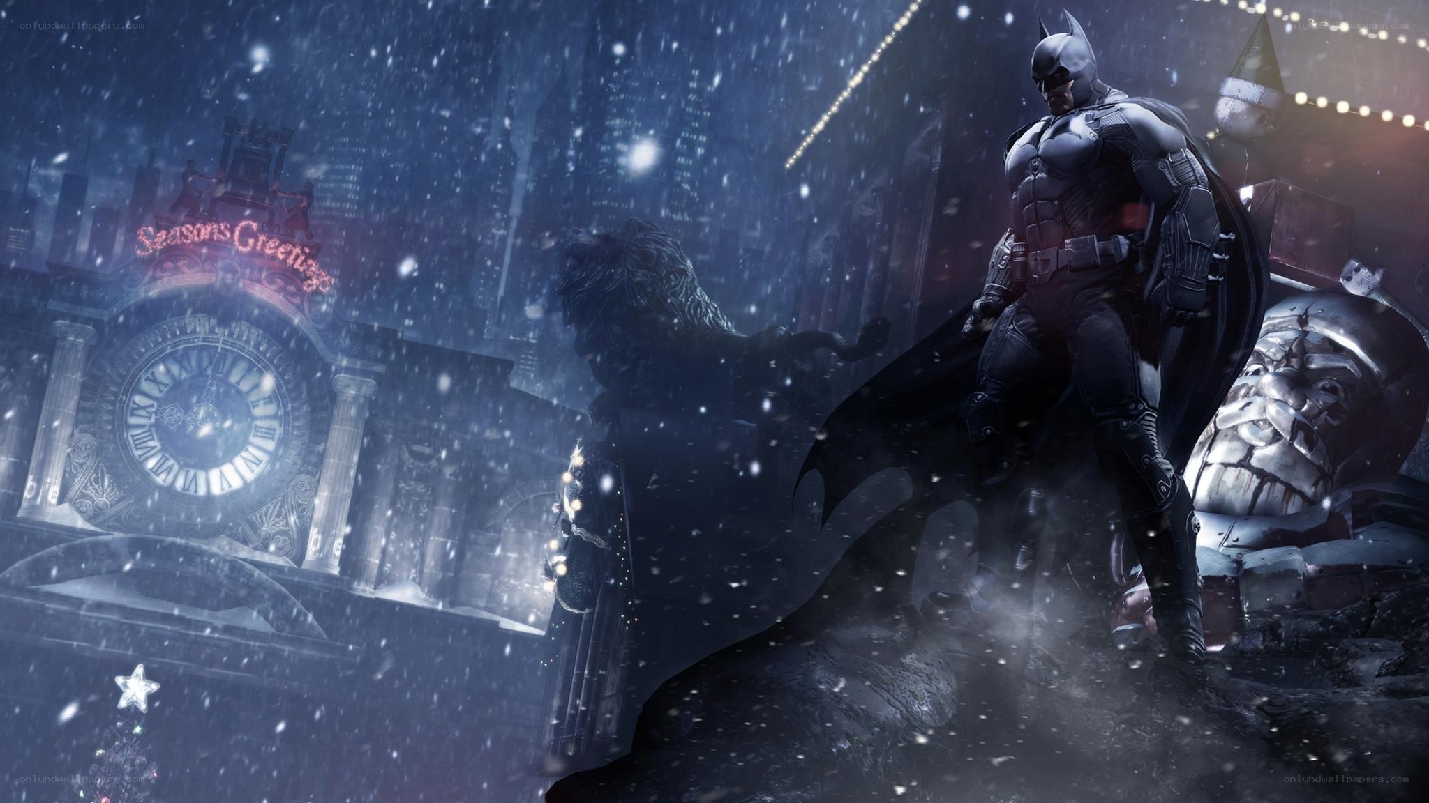 Batman in snowy city