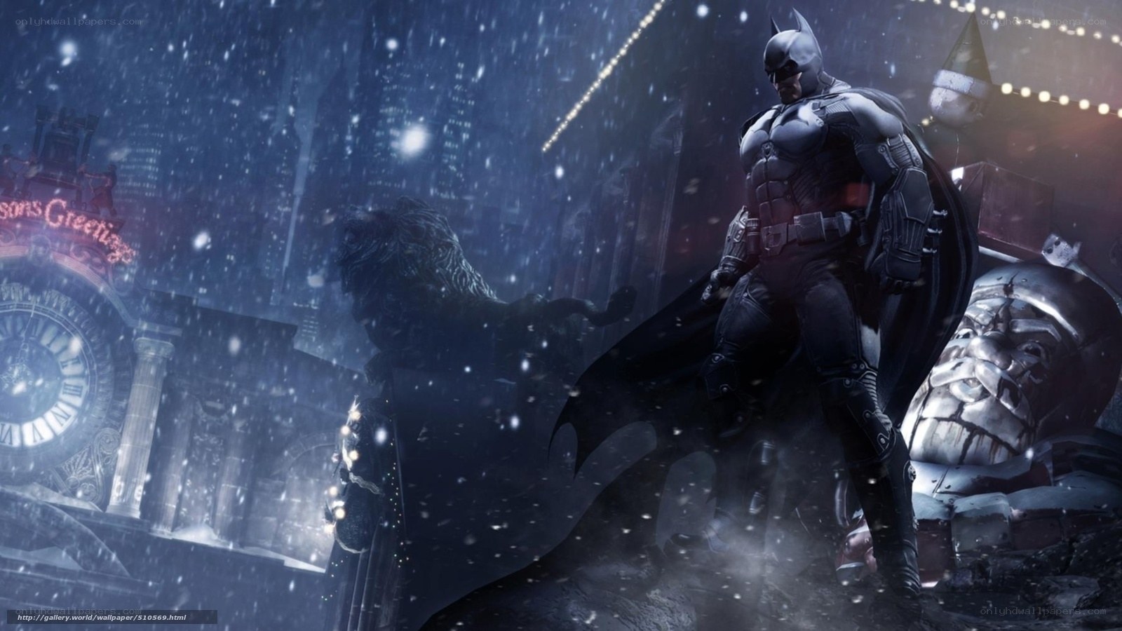 Batman in snowy city