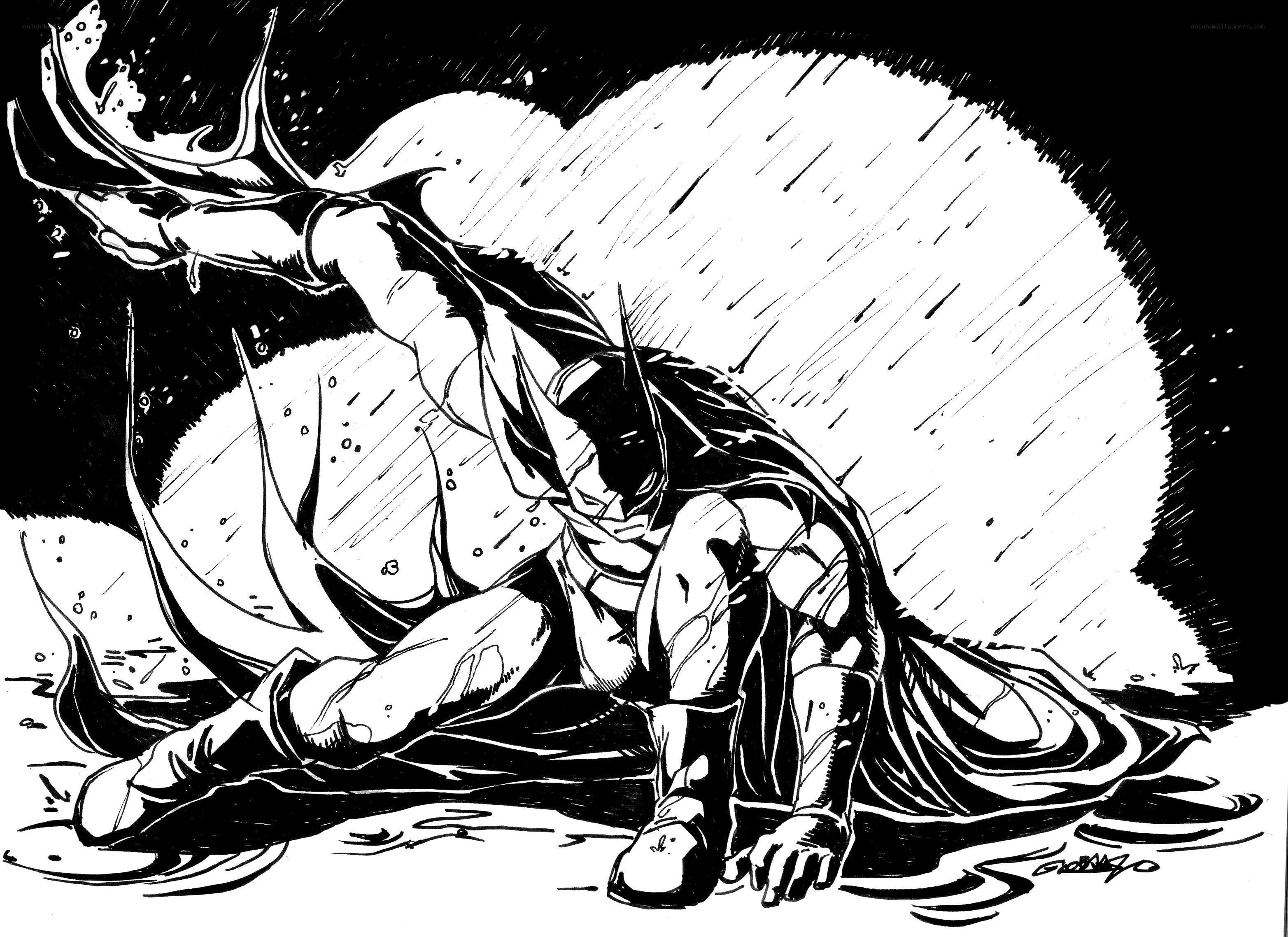 Batman in the rain
