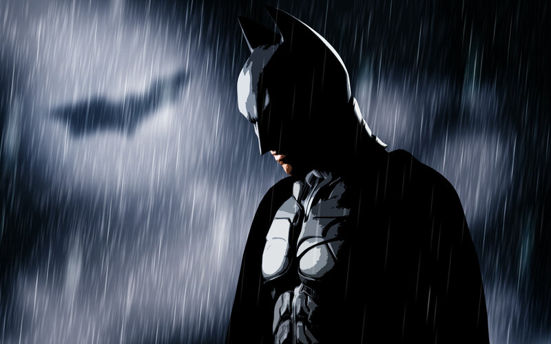 Batman in the Rain — Black, Dramatic, Night