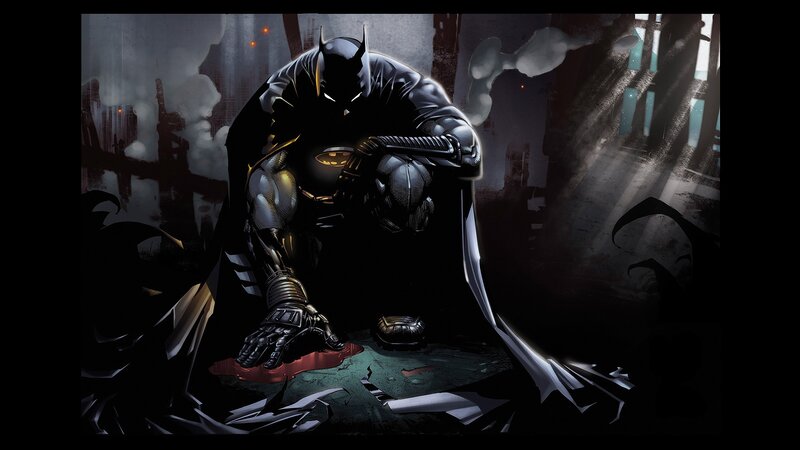 Batman Kneeling in Ruin