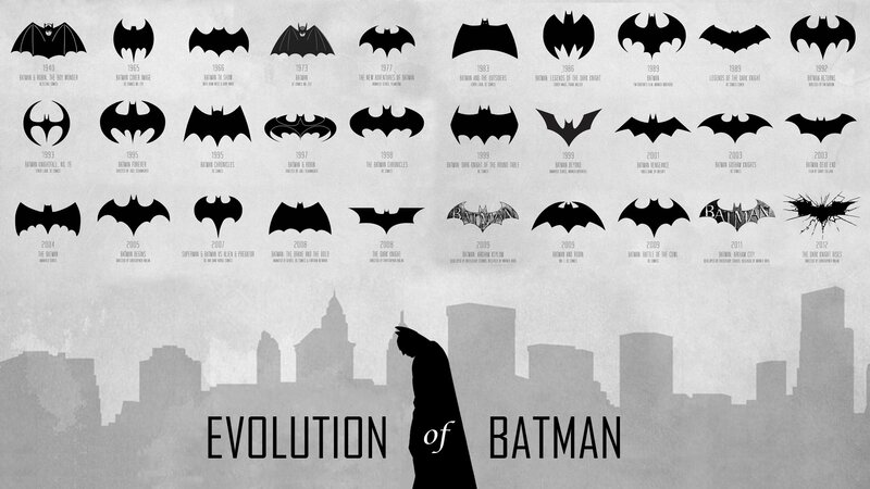 Batman Logo Evolution — Black, Dramatic