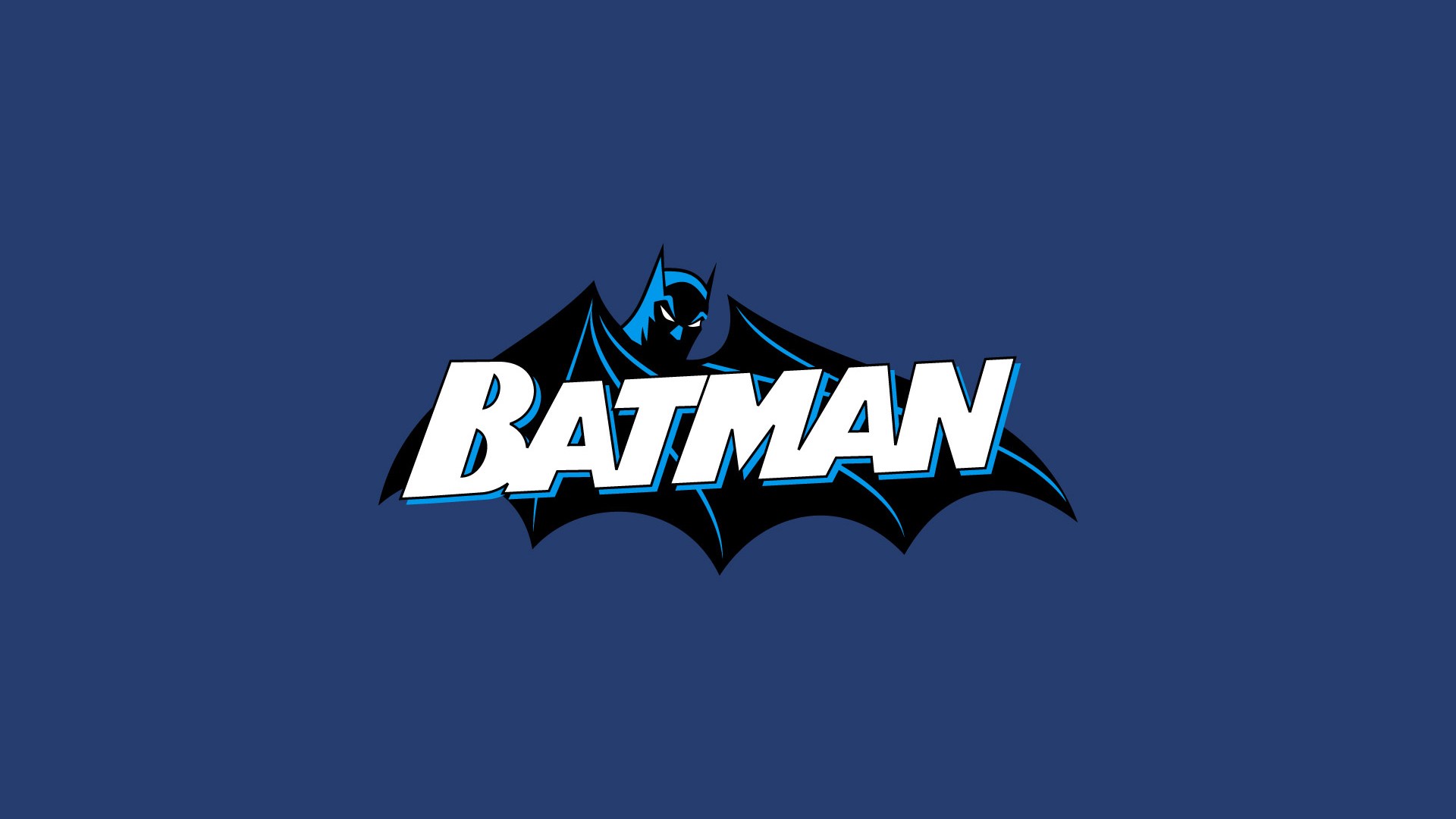 Batman logo on blue background