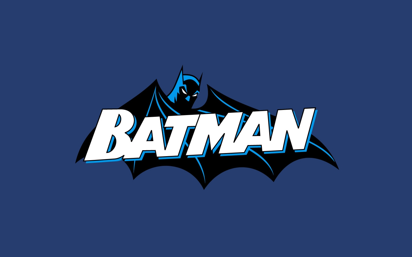 Batman logo on blue background