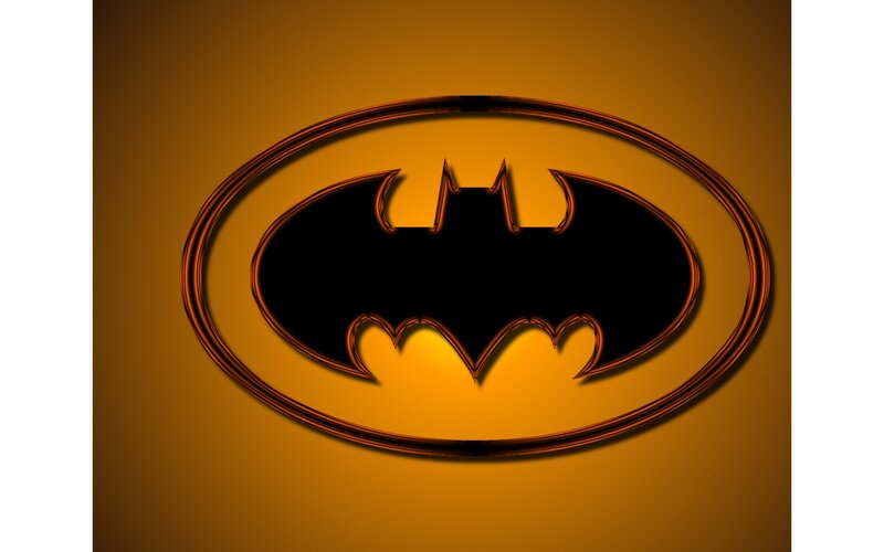 Batman logo on orange background