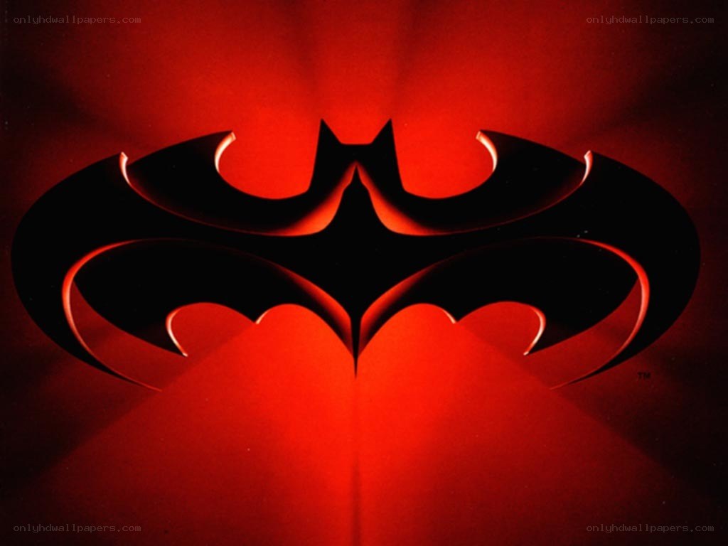 Batman logo on red background