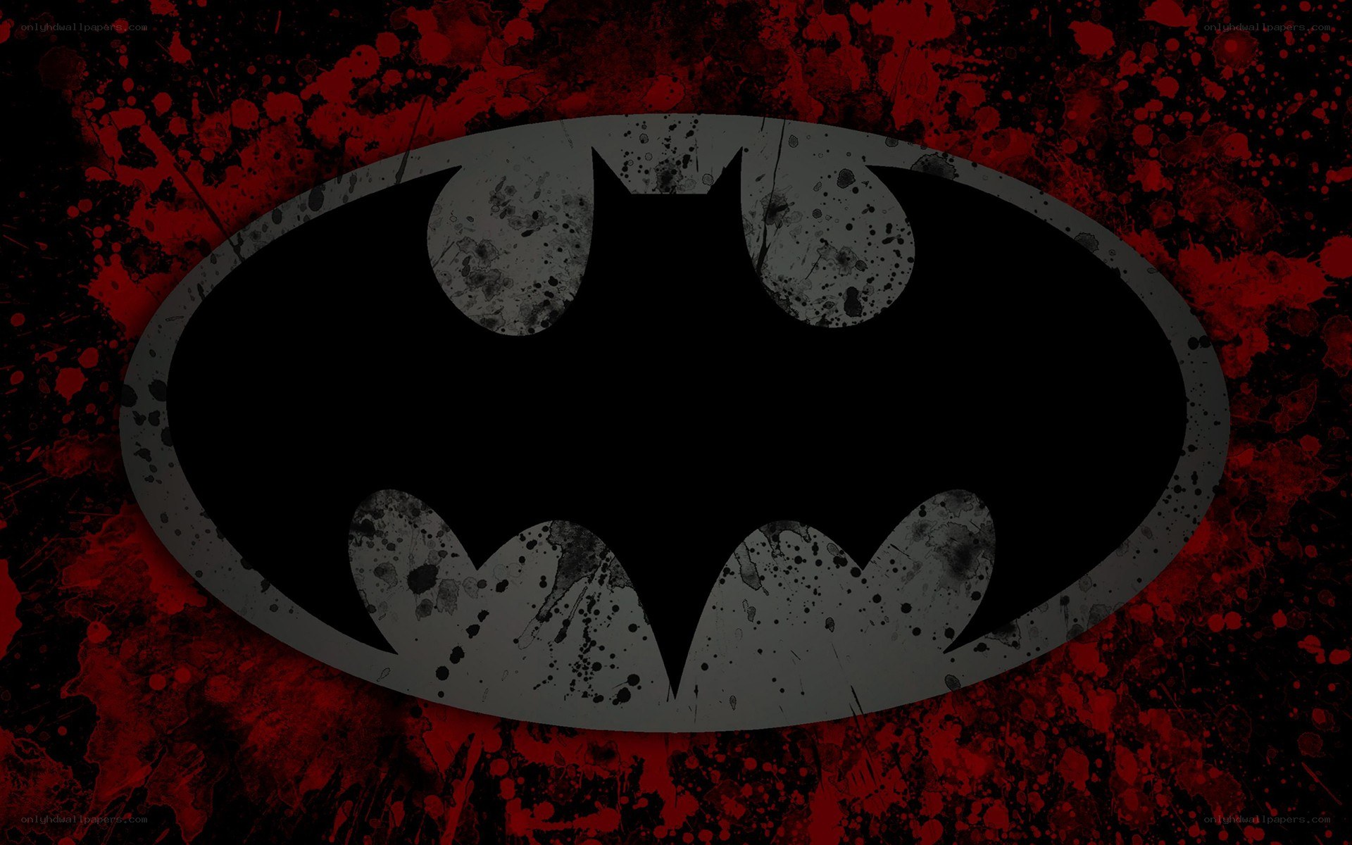 Batman logo with blood splatter