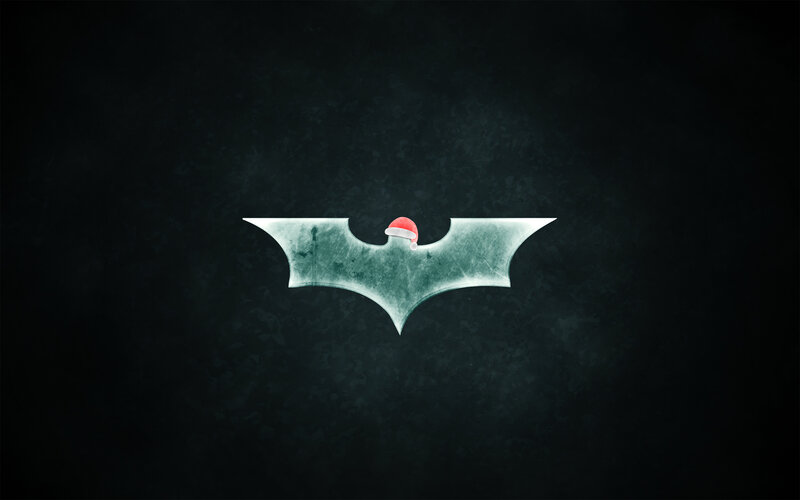 Batman logo with Santa hat