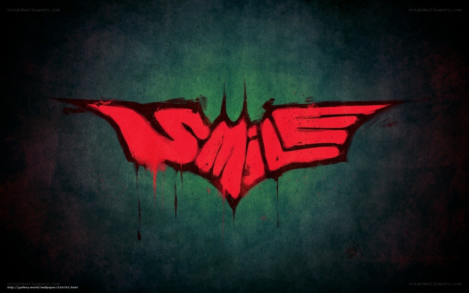 Batman logo with smile text