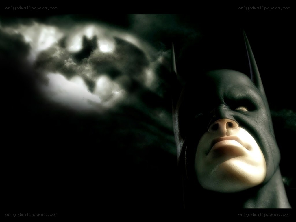 Batman looking up at bat symbol