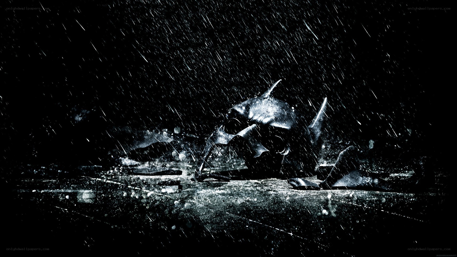 Batman mask in the rain