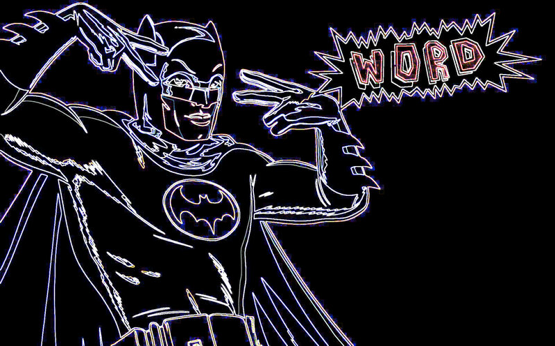 Batman neon outline with word