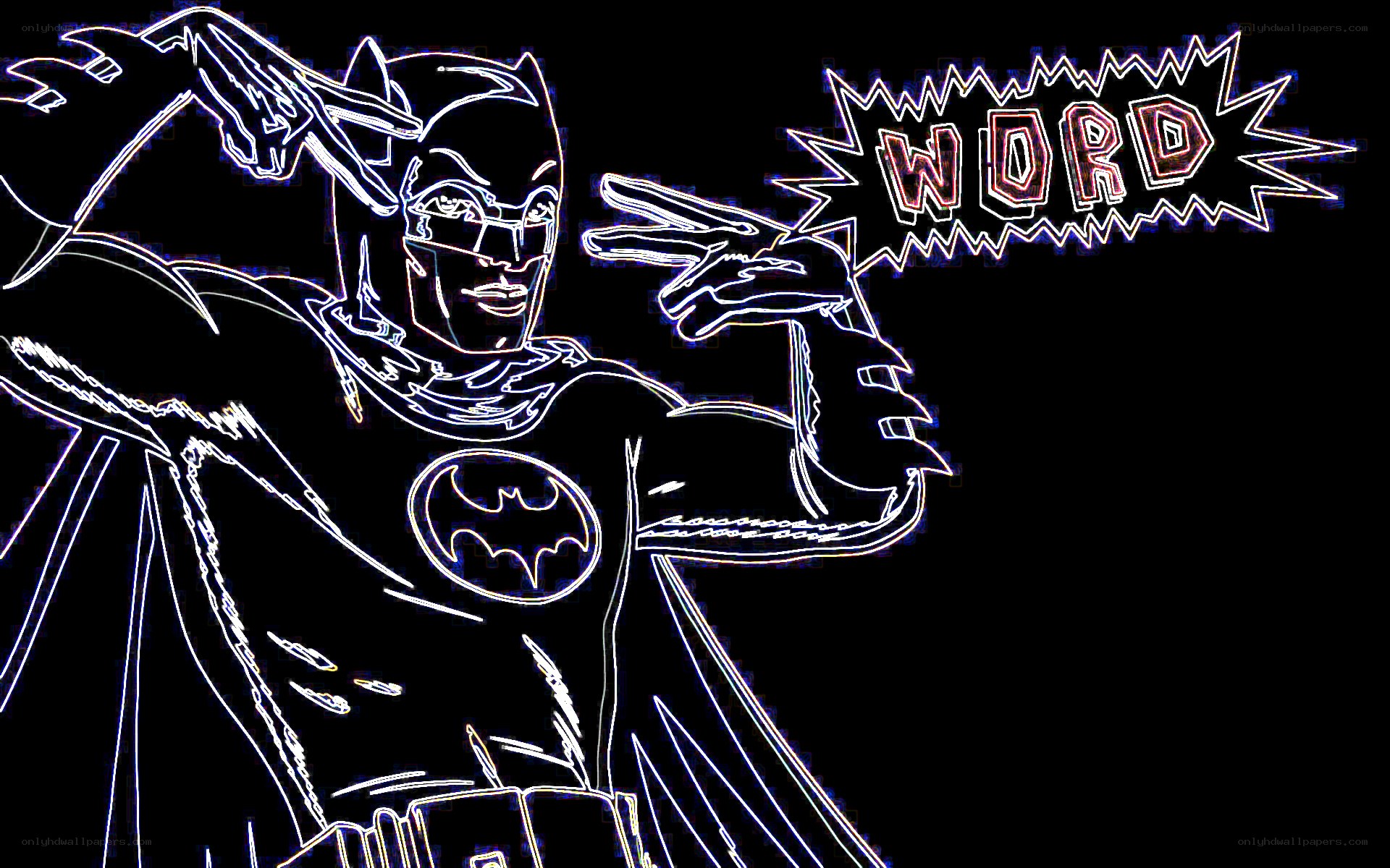 Batman neon outline with word